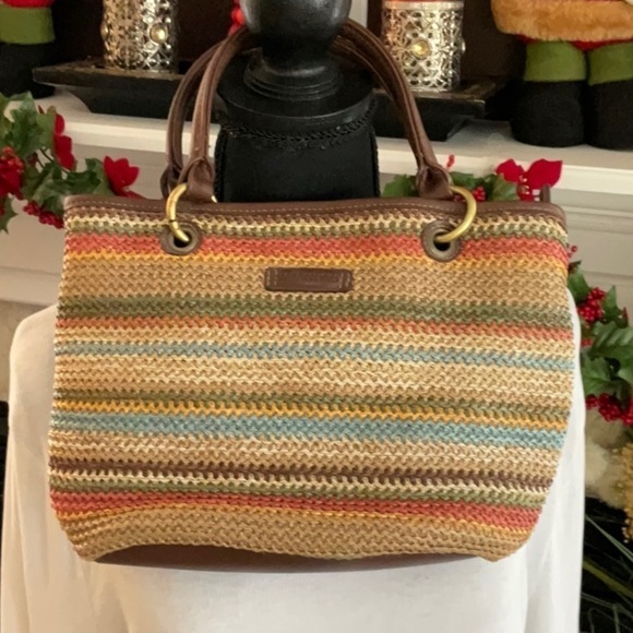 VINTAGE STRAW BAG EARTH-TONES - Picture 2 of 5